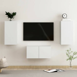 vidaXL 3-Piece TV Cabinet Set White Engineered Wood