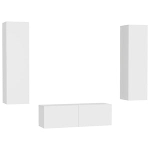 vidaXL 3-Piece TV Cabinet Set White Engineered Wood