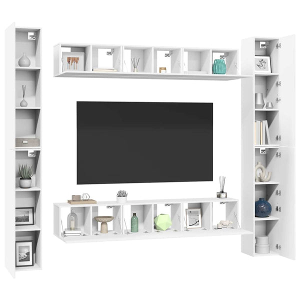 vidaXL 6-Piece TV Cabinet Set White Engineered Wood