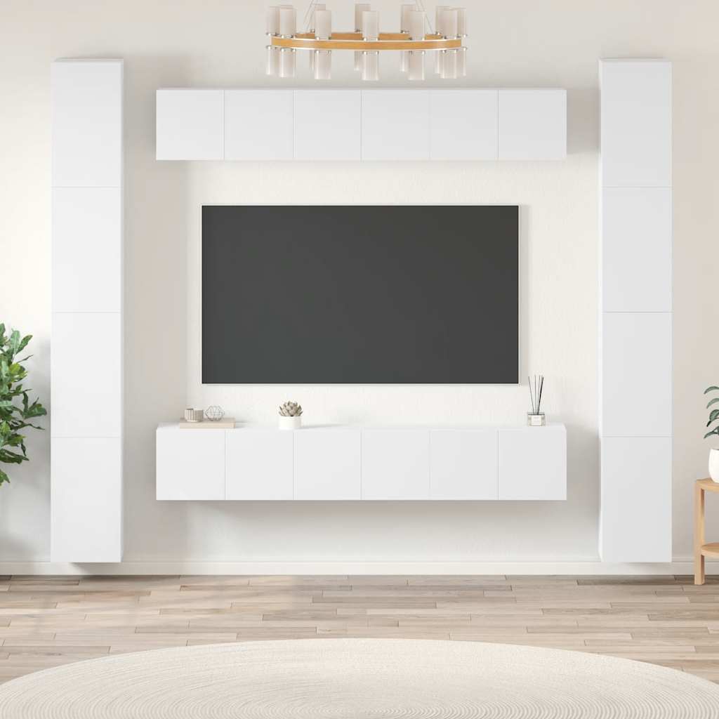vidaXL 6-Piece TV Cabinet Set White Engineered Wood