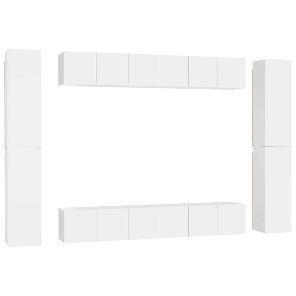 vidaXL 10-piece TV Cabinet Set White Engineered Wood