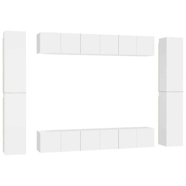 vidaXL 10-piece TV Cabinet Set White Engineered Wood