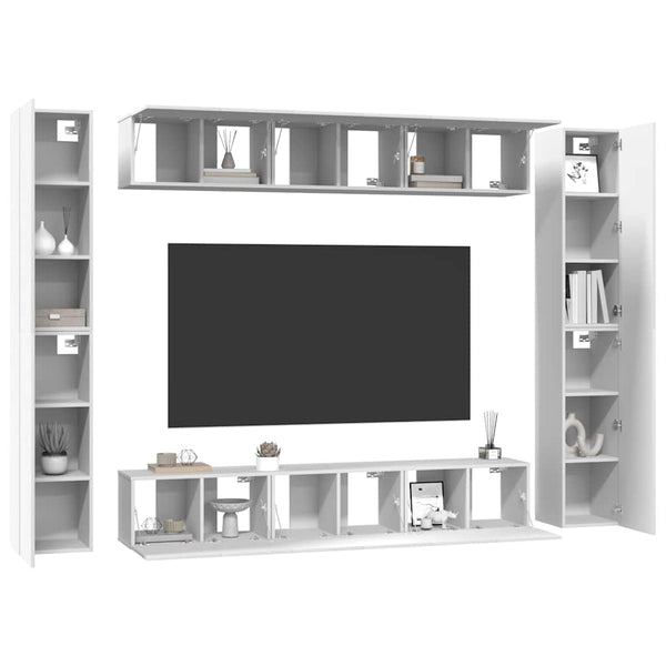 vidaXL 10-piece TV Cabinet Set White Engineered Wood