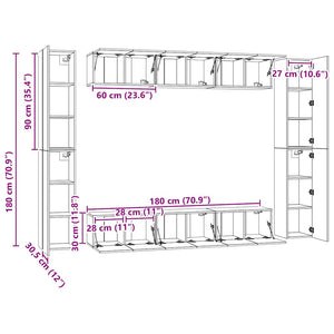 vidaXL 10-piece TV Cabinet Set White Engineered Wood