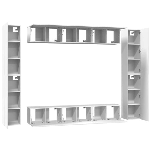 vidaXL 10-piece TV Cabinet Set White Engineered Wood
