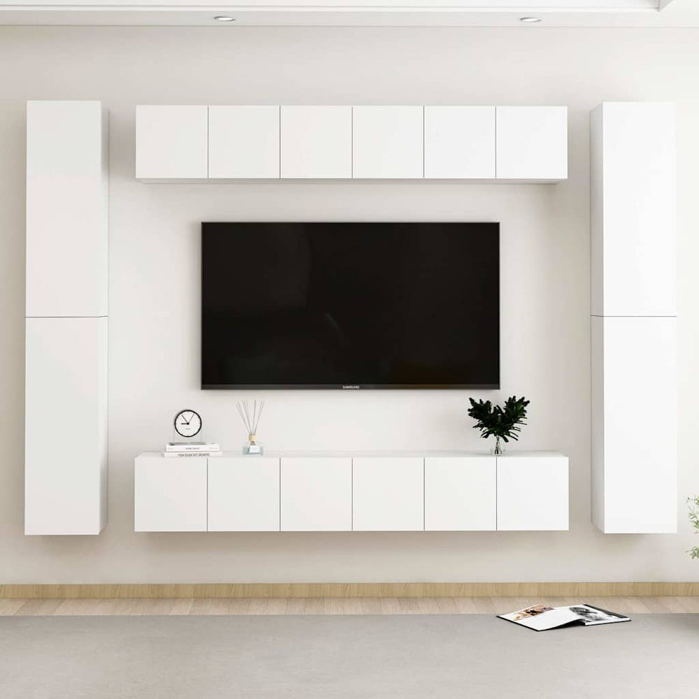 vidaXL 10-piece TV Cabinet Set White Engineered Wood