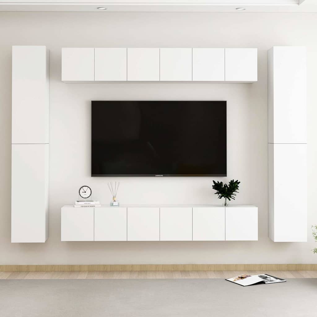 vidaXL 10-piece TV Cabinet Set White Engineered Wood