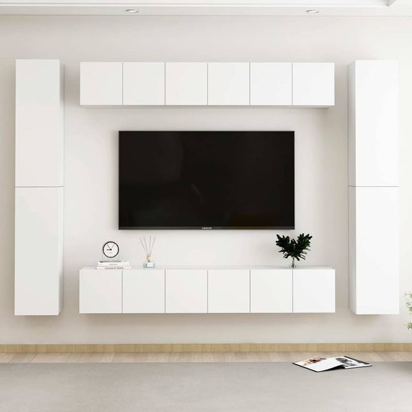 vidaXL 10-piece TV Cabinet Set White Engineered Wood