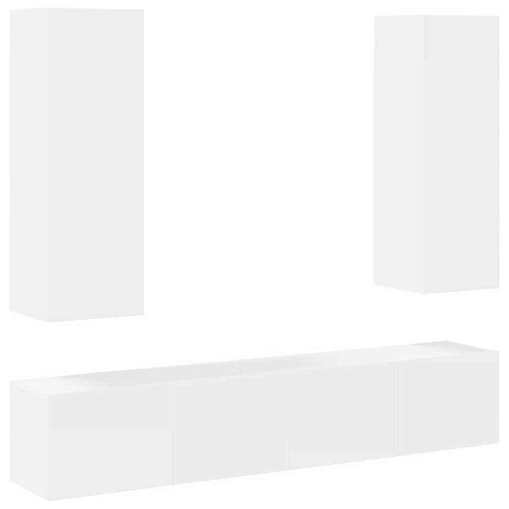 vidaXL 4-Piece TV Cabinet Set White Engineered Wood