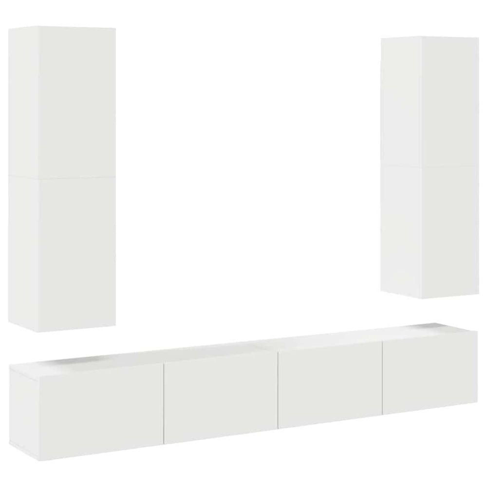 vidaXL 4-Piece TV Cabinet Set White Engineered Wood