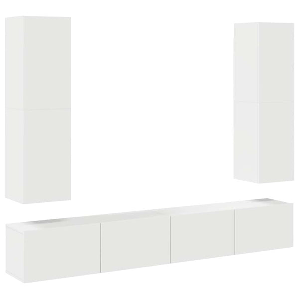 vidaXL 4-Piece TV Cabinet Set White Engineered Wood