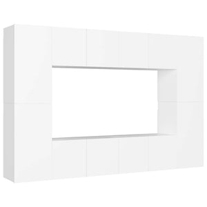 vidaXL 8-Piece TV Cabinet Set White Engineered Wood