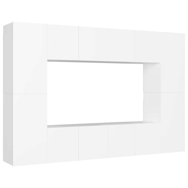 vidaXL 8-Piece TV Cabinet Set White Engineered Wood