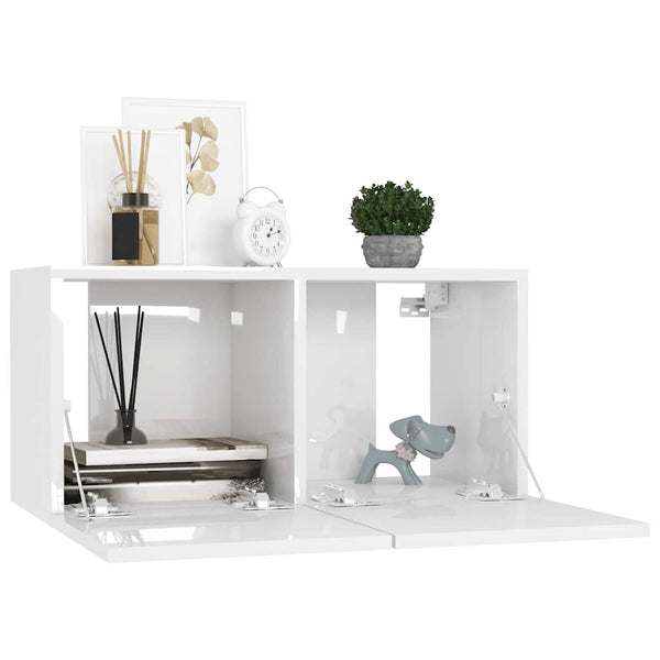 vidaXL 8-Piece TV Cabinet Set White Engineered Wood