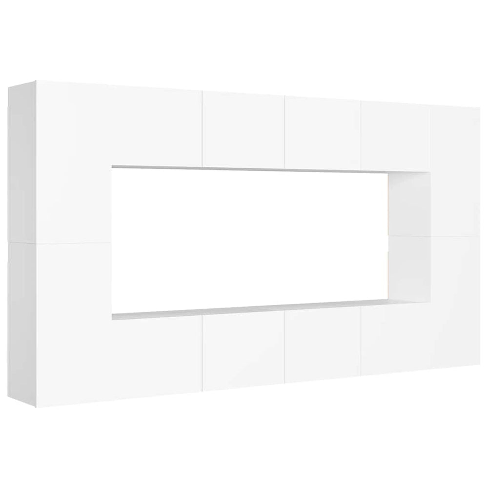 vidaXL 8-Piece TV Cabinet Set White Engineered Wood
