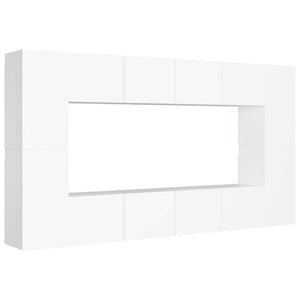 vidaXL 8-Piece TV Cabinet Set White Engineered Wood