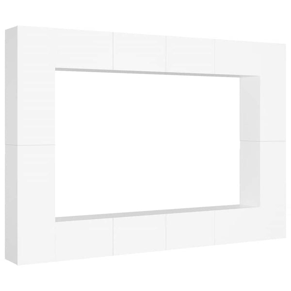 vidaXL 8-Piece TV Cabinet Set White Engineered Wood