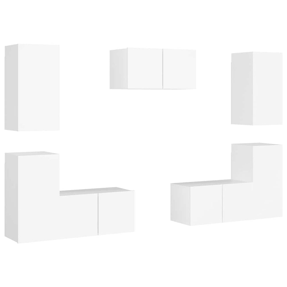 vidaXL 7-Piece TV Cabinet Set White Engineered Wood