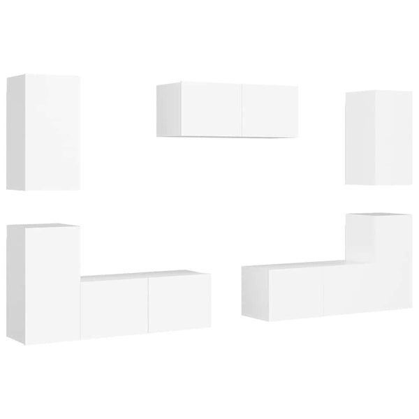 vidaXL 7-Piece TV Cabinet Set White Engineered Wood