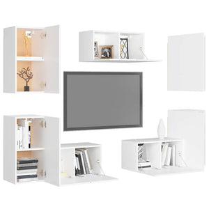 vidaXL 7-Piece TV Cabinet Set White Engineered Wood