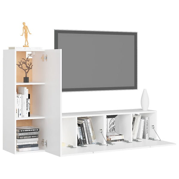 vidaXL 3-Piece TV Cabinet Set White Engineered Wood