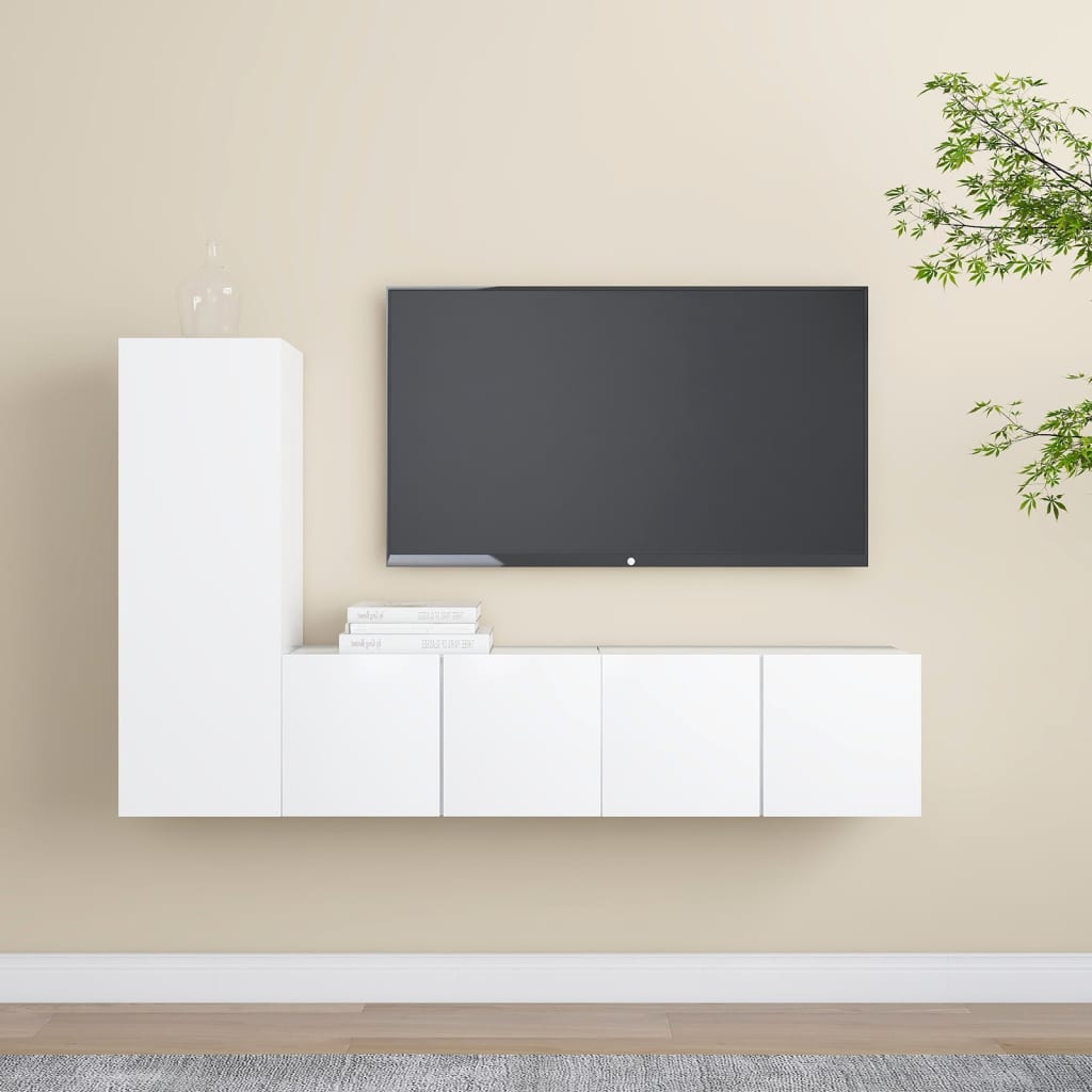 vidaXL 3-Piece TV Cabinet Set White Engineered Wood