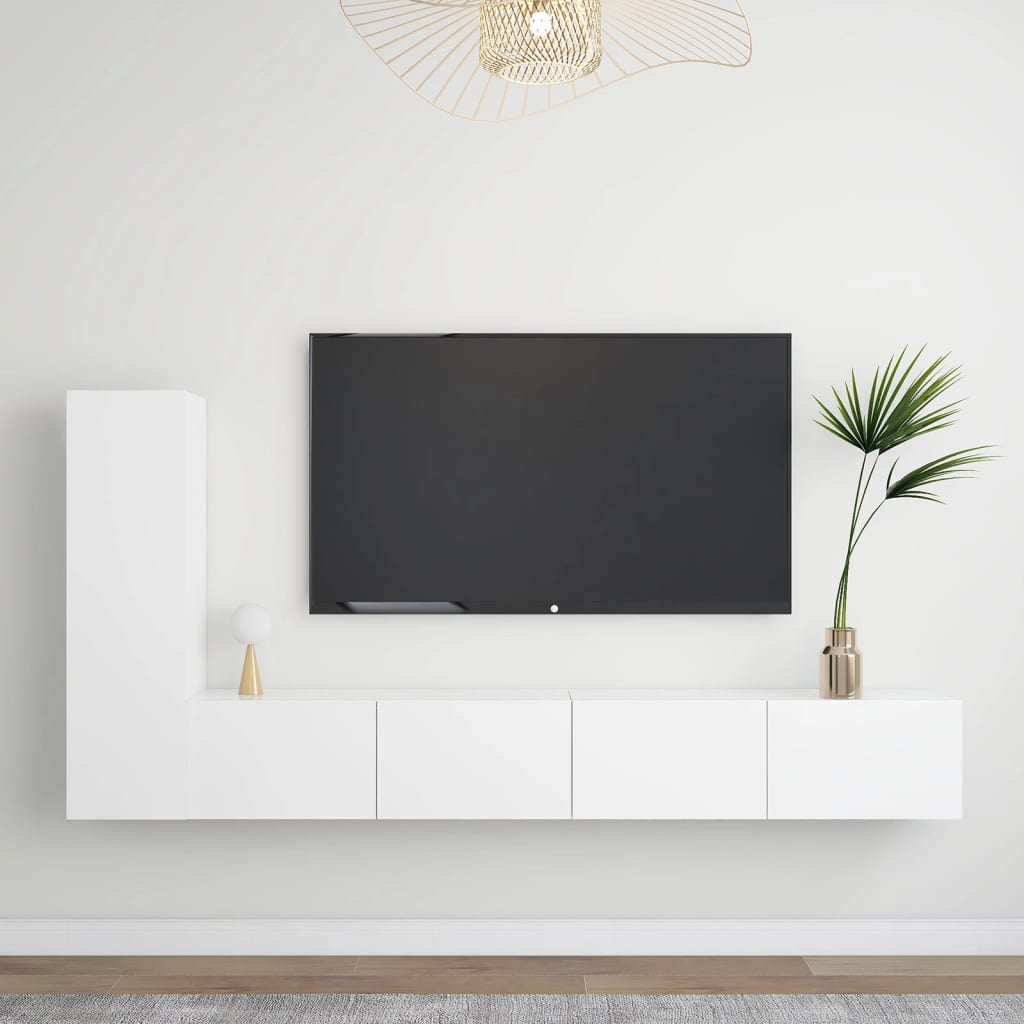 vidaXL 3-Piece TV Cabinet Set White Engineered Wood