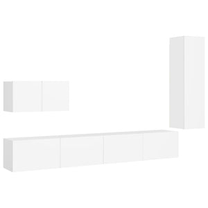 vidaXL 4-Piece TV Cabinet Set White Engineered Wood
