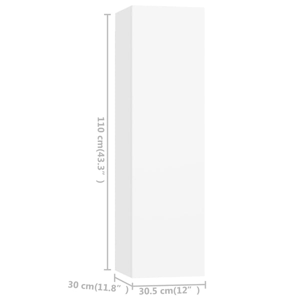 vidaXL 4-Piece TV Cabinet Set White Engineered Wood