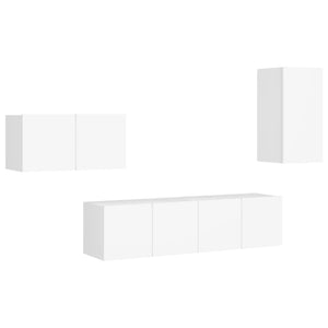 vidaXL 4-Piece TV Cabinet Set White Engineered Wood