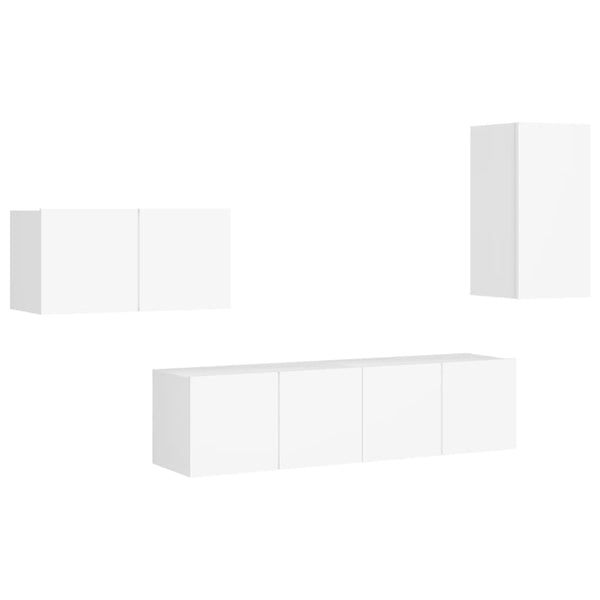vidaXL 4-Piece TV Cabinet Set White Engineered Wood