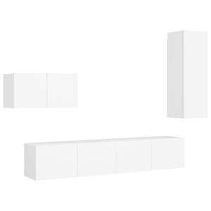 vidaXL 4-Piece TV Cabinet Set White Engineered Wood