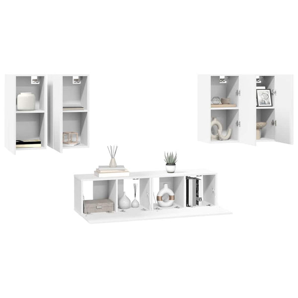 vidaXL 6-Piece TV Cabinet Set White Engineered Wood