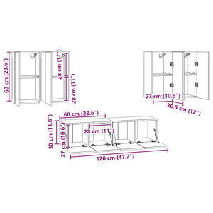 vidaXL 6-Piece TV Cabinet Set White Engineered Wood