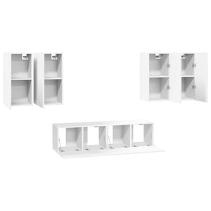 vidaXL 6-Piece TV Cabinet Set White Engineered Wood