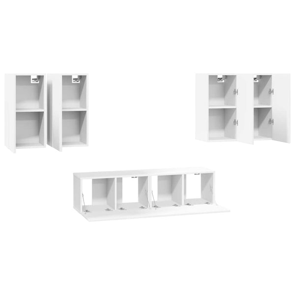vidaXL 6-Piece TV Cabinet Set White Engineered Wood