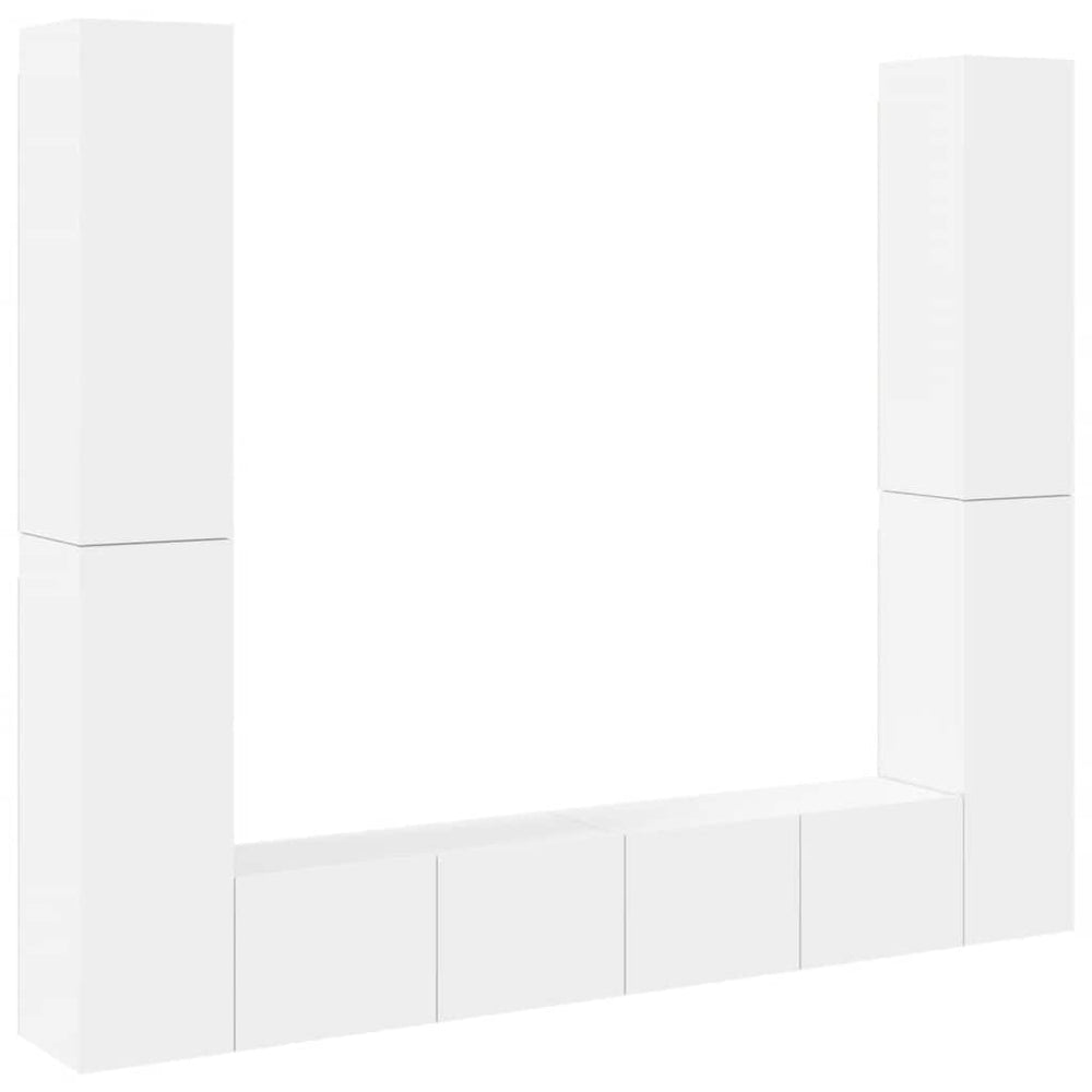 vidaXL 6-Piece TV Cabinet Set White Engineered Wood