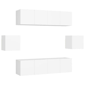 vidaXL 6-Piece TV Cabinet Set White Engineered Wood