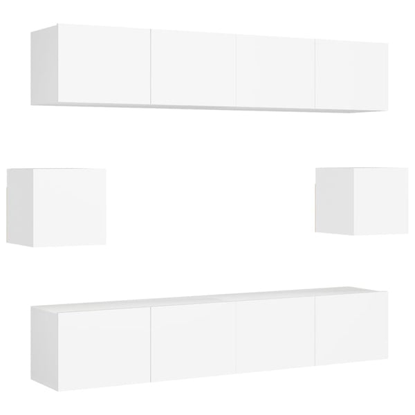 vidaXL 6-Piece TV Cabinet Set White Engineered Wood