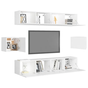 vidaXL 6-Piece TV Cabinet Set White Engineered Wood