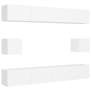 vidaXL 6-Piece TV Cabinet Set White Engineered Wood