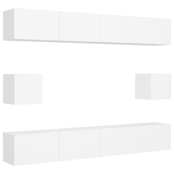 vidaXL 6-Piece TV Cabinet Set White Engineered Wood
