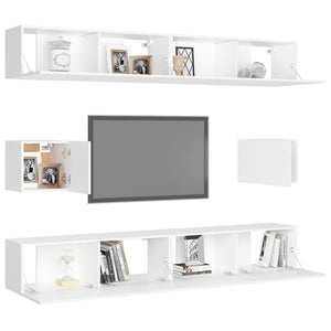vidaXL 6-Piece TV Cabinet Set White Engineered Wood
