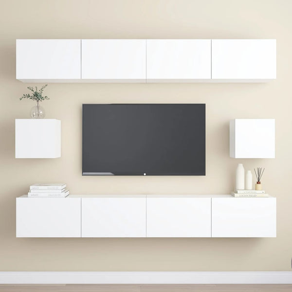 vidaXL 6-Piece TV Cabinet Set White Engineered Wood
