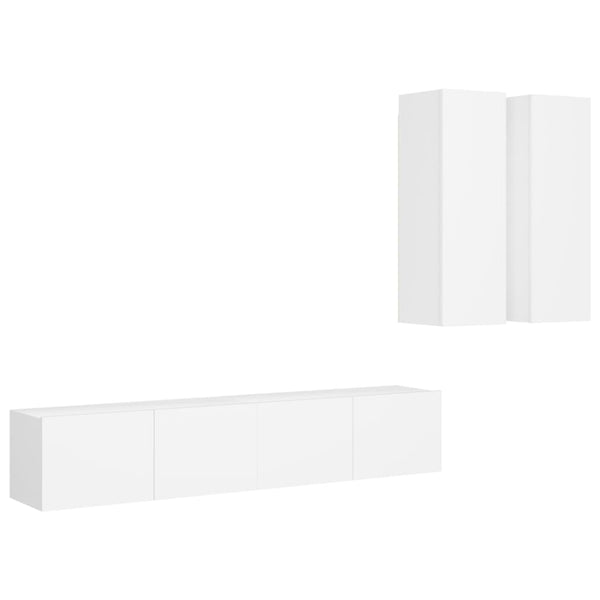 vidaXL 4-Piece TV Cabinet Set White Engineered Wood