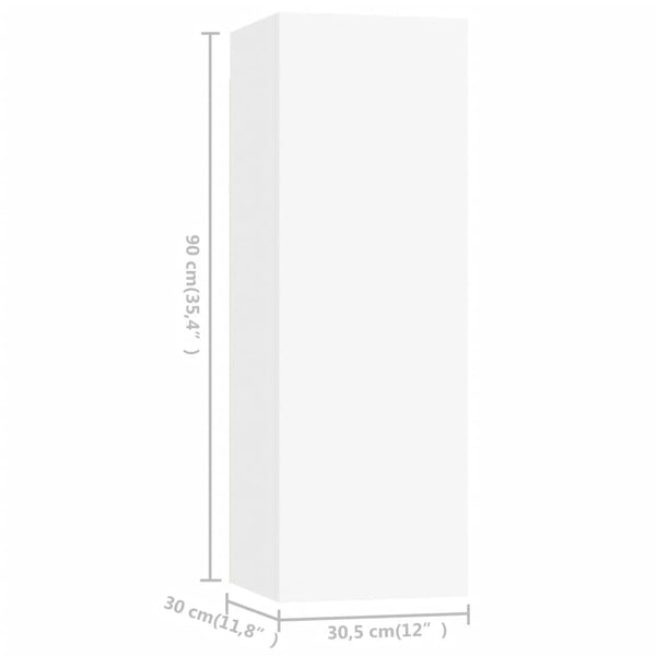 vidaXL 4-Piece TV Cabinet Set White Engineered Wood