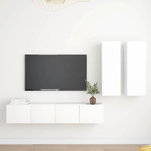 vidaXL 4-Piece TV Cabinet Set White Engineered Wood