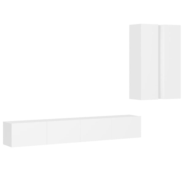 vidaXL 4-Piece TV Cabinet Set White Engineered Wood