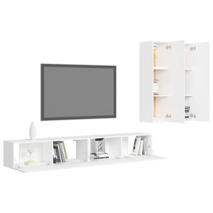 vidaXL 4-Piece TV Cabinet Set White Engineered Wood