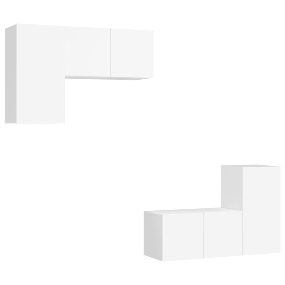 vidaXL 4-Piece TV Cabinet Set White Engineered Wood